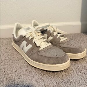 New Balance T500 Men's Suede Low-Top Sneakers in Grey White